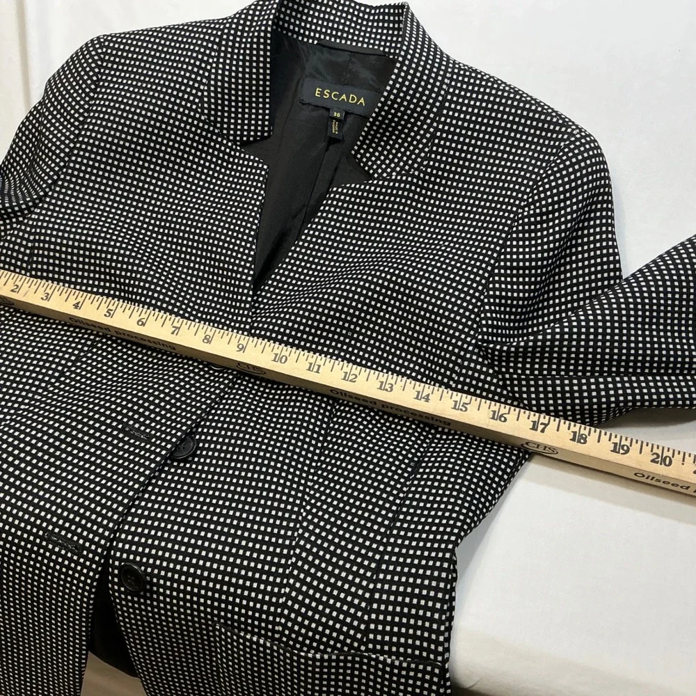 ESCADA Blazer Black & White Checkered Print Career‎ Business Casual Coat